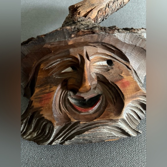 Tree Man Spirit Face Handmade Wooden Vintage Folk Art - Picture 5 of 5